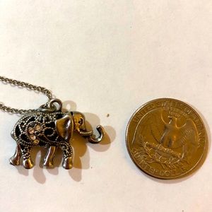 🔥 5/$50 Filigree Elephant with Rhinestone Accents Silver tone Pendant Necklace